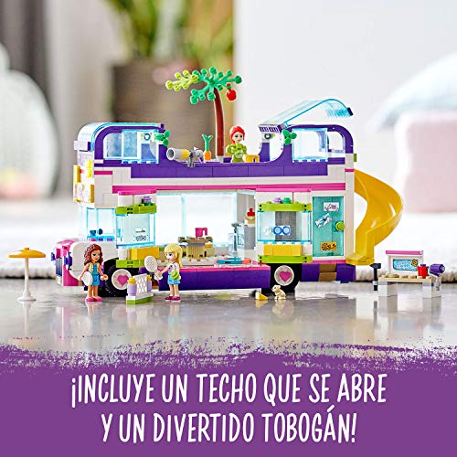 LEGO 41395 Friends Bus de la Amistad Juguete de Construcción para Niños y Niñas 8 años, Autobús con Piscina y Mini Muñecas