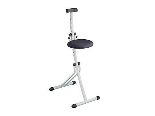 Leifheit Multiasiento Niveau blanco, taburete alto para tareas del hogar, asiento plegable que soporta hasta 100 kg, taburete regulable en 13 niveles