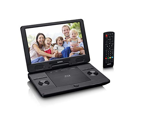 Lenco BRP-1150 - Reproductor de DVD portátil de Blu-ray y Blu-ray (pantalla TFT giratoria de 11,5", 1024 x 600 píxeles, batería integrada, con adaptador de red y de coche, entrada USB