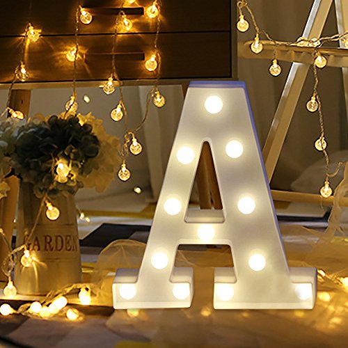 Letras Led Letras Decorativas Letras Alphabet Light Luces De Espejo Del Alfabeto A-Z con Luces de LED para Decoración de DIY Wedding Party Dormitorio Decoración (A)
