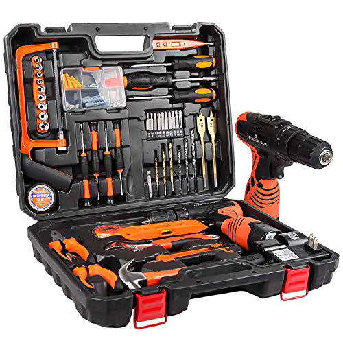 Letton Kit de herramientas con taladro inalámbrico de 16.8 V, 60 accesorios Juego de herramientas de kit de reparación inalámbrico para el hogar