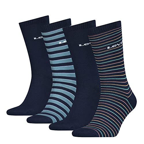 Levi's Stripe Men's Cut Socks Gift Box Caja de Regalo de Calcetines de Corte Hombre a Rayas, Blue Combo, 43 Regular