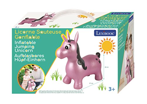 LEXIBOOK-BG050UNI Unicornio Saltarin Hinchable Color rosa Norme (BG050UNI