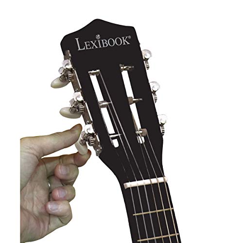 LEXIBOOK The Voice Voz-Guitarra Acústica de Madera, 6 Cuerdas, 78cm, Guía de Aprendizaje incluida, Negra/Roja K2000TV, Color