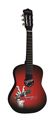 LEXIBOOK The Voice Voz-Guitarra Acústica de Madera, 6 Cuerdas, 78cm, Guía de Aprendizaje incluida, Negra/Roja K2000TV, Color