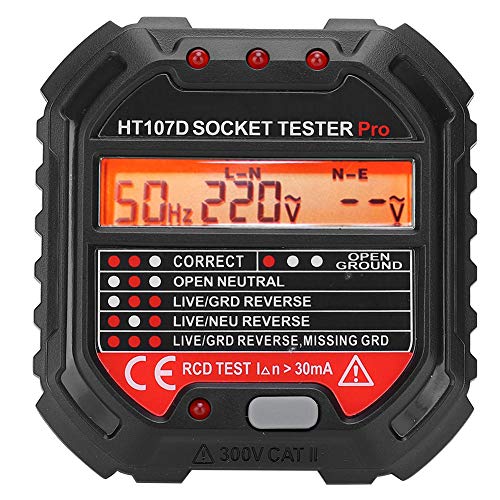 LiebeWH HT107D LCD Digital Display Socket Outlet Tester Detección rápida Conexión eléctrica Herramienta de verificación de fallas de red Detector Electroscopio EU 90‑250V