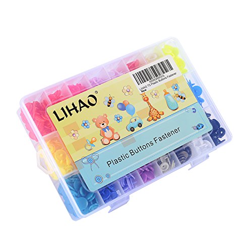 LIHAO Botones Redondos de T5 Plástico para Sujetar y DIY con Caja (360 Botones,24 Colores)