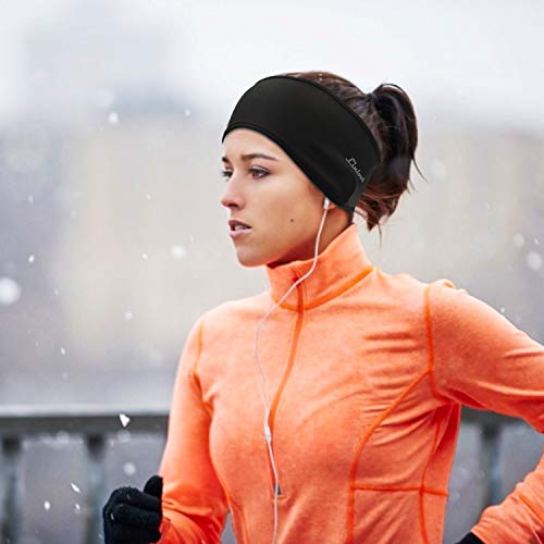 Linlook Diadema de invierno para mujeres y hombres, cubierta completa Hygge orejeras elásticas para deportes al aire libre, color negro y gris 2