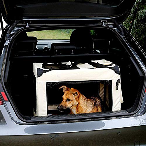 lionto by dibea Bolsa de Transporte para perros gatos box caja plegable (L) 70x52x50 cm Beige