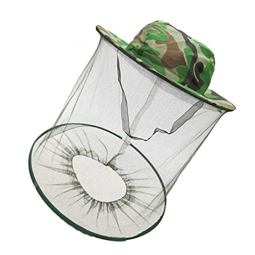 LIOOBO Camuflaje Apicultor Apicultor Anti Mosquito Abeja Insecto Mosca Máscara Gorra Sombrero con Cabeza Red Malla Protección Facial