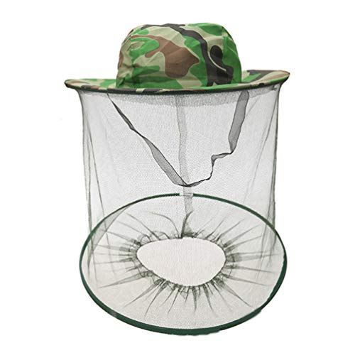 LIOOBO Camuflaje Apicultor Apicultor Anti Mosquito Abeja Insecto Mosca Máscara Gorra Sombrero con Cabeza Red Malla Protección Facial