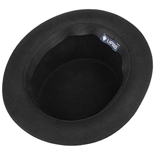 LIPODO Sombrero de Copa de Fieltro Mujer y Hombre - Sombrero de Fieltro de Lana Made in Italy - Sombrero de Boda con Cinta - Sombrero Verano/Invierno Negro L (58-59 cm)