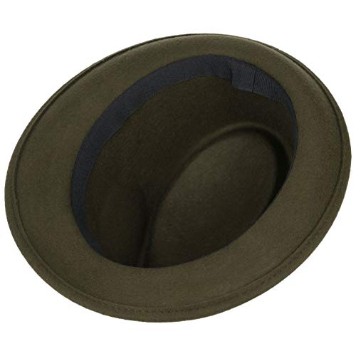 LIPODO Trilby Sombrero de Fieltro para Mujer/Hombre - Sombrero de Hombre Fabricado en Italia - Sombrero de Italiana para otoño/Invierno - Verde Oliva M (56-57 cm)