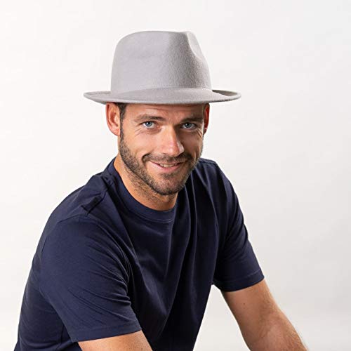 LIPODO Trilby Sombrero de Fieltro para Mujer/Hombre - Sombrero de Hombre Fabricado en Italia - Sombrero de Italiana para otoño/Invierno - Verde Oliva M (56-57 cm)