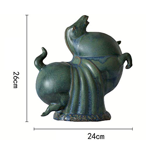 LISAQ Estatua de Caballo de cerámica Escultura Decoración Decoración del hogar Sala de Estar Artesanía de Oficina Escritorio Decoración de Caballo Gordo