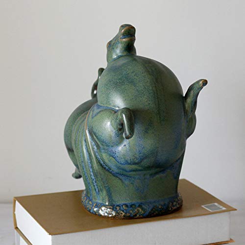 LISAQ Estatua de Caballo de cerámica Escultura Decoración Decoración del hogar Sala de Estar Artesanía de Oficina Escritorio Decoración de Caballo Gordo