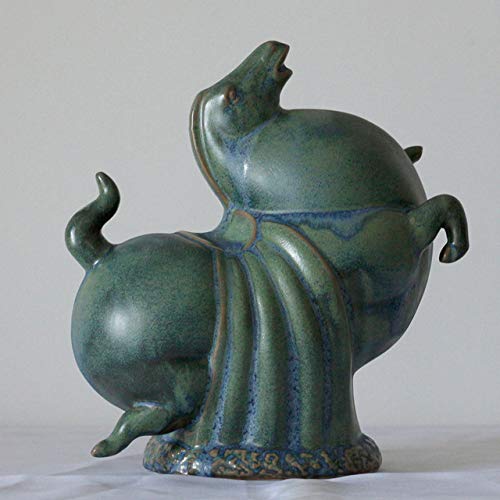LISAQ Estatua de Caballo de cerámica Escultura Decoración Decoración del hogar Sala de Estar Artesanía de Oficina Escritorio Decoración de Caballo Gordo