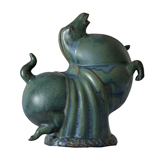 LISAQ Estatua de Caballo de cerámica Escultura Decoración Decoración del hogar Sala de Estar Artesanía de Oficina Escritorio Decoración de Caballo Gordo