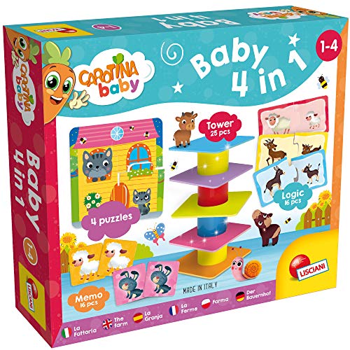 Lisciani - Carotina Baby 4 juegos en 1 - Colección de juegos educativos para niños de 1 á 4 años (79872)