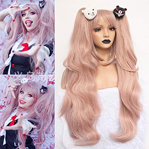 LJYNB Danganronpa: Trigger Happy Havoc mujer Enoshima Junko cosplay peluca Enoshima Junko juego de rol colas de caballo con horquillas de   osos