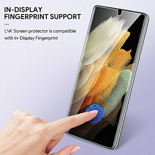 LϟK 5 Pack Protector de Pantalla para Samsung Galaxy S21 Ultra 5G 6.8 Pulgada con 2 Pack HD Película de TPU y 3 Pack Protector de Lente de Cámara - Sin Burbujas Huella Digital Ultrasónica
