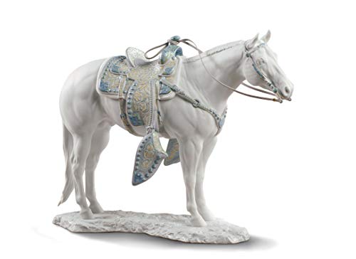 LLADRÓ Escultura Caballo Quarter Horse Blanco. Caballo de Porcelana.
