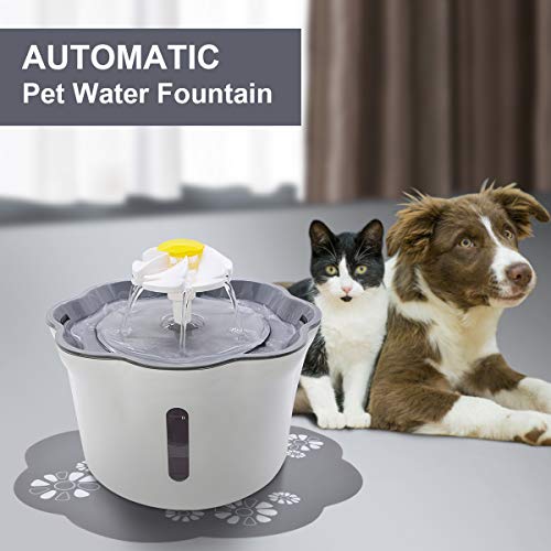 LncBoc Fuente de agua para gatos, 2,6 L dispensador automático de agua para perros con 1 filtro de repuesto, filtro de triple acción y 1 alfombrilla de silicona, filtro orgánico silencioso