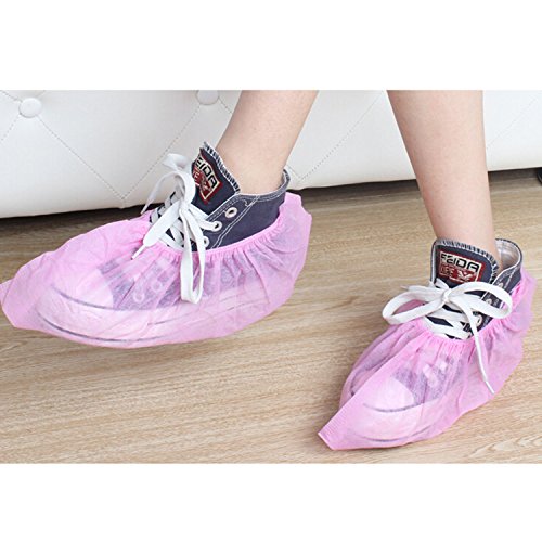 logei® 100pcs chanclos Desechables Cubierta de Zapatos Desechables Cubre Calzado Desechables Zapatos de Manga cubrezapatos Fundas de Zapatos (Rosa)