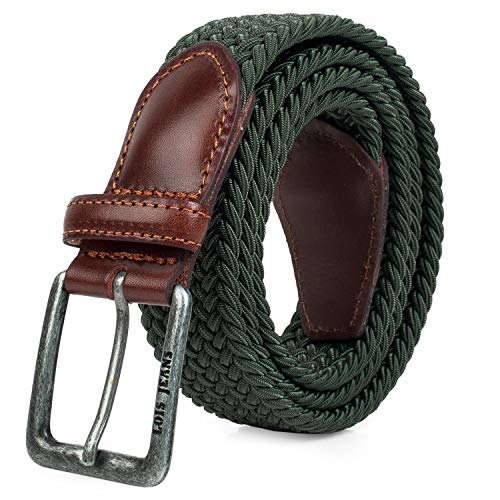 Lois - Cinturón Elástico de Piel y Tela 501001, Color Verde