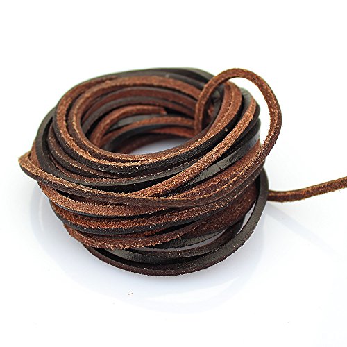 LolliBeads (TM) 3 mm de cuero genuino cuerda trenzado cuerda marrón oscuro Espresso (5 yardas)