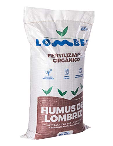 LOMBEC Humus de Lombriz, Saco 25Kg (42L). Fertilizante orgánico, vermicompost 100% Natural. ABONO ecológico Apto para Cualquier Cultivo. Ideal para huertos urbanos. … (25)