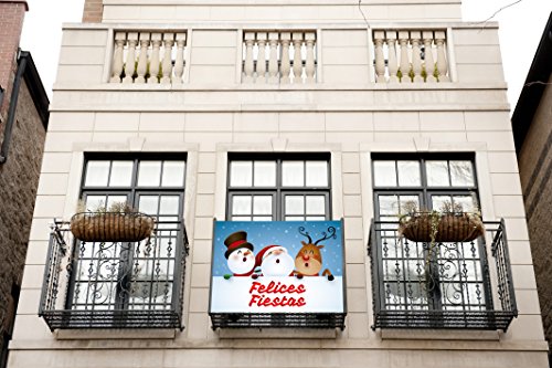 Lona de Navidad para Balcones 1x,1,20m | Felicita la Navidad Desde tu Balcón con Esta Lona de Elegante Diseño | Contiene Ojales para un Mejor Soporte en el Balcón | Resistente, Económica, Duradera