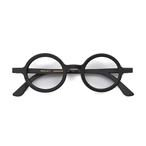 LONDON MOLE Gafas | Gafas de lectura Moley | Gafas redondas | Cool Readers | Unisex | Bisagras de resorte | Negro | + 1.0