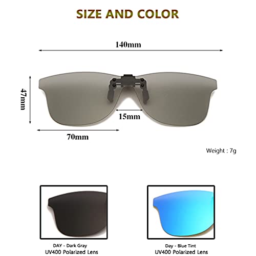 Long Keeper Gafas de Sol Polarizadas con Clip 2 Unidades ANTI-UV400 Gafas Conducir Sin Montura para hombre y mujer (Gris + Azul)