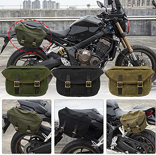 Lorababer Bolsas traseras de motocicleta impermeables, lona, ​​universal, multifuncional, para equipaje de viaje, mochila equina, alforjas, bolsa de almacenamiento trasera (Negro, 2 Piezas)