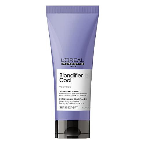 L’Oréal Professionnel | Acondicionador restaurador e iluminador para cabellos con mechas o rubios, Cool Blondifier, SERIE EXPERT, 200mL