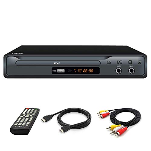 LP-077 Reproductor de DVD para TV, Reproductor de DVD CD con Salida HDMI y AV (Cable HDMI y AV Incluido), Puerto Scart, Puerto Mic, Entrada USB, Diseño de Caja de Metal