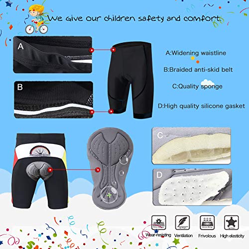 LSHEL Maillot de Ciclismo Niños, Conjunto Ropa Niños Niñas Manga Corta y Pantalones Cortos Transpirables, Rosado, 6-7 años