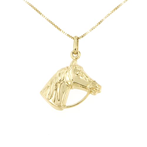 Lucchetta - Joyas Colgante de oro amarillo caballo, Collar mujer nina con caballo Oro 9 quilates