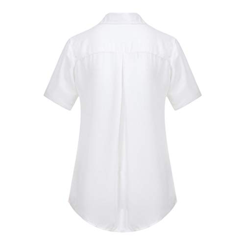 Luckycat Camisetas de Mujer, Verano Camiseta de Mujer Tops Moda Casual Cuello V Color Sólido Manga Corta Gasa Blusa Elegante Camisetas Mujer Camisa de Oficina Simple