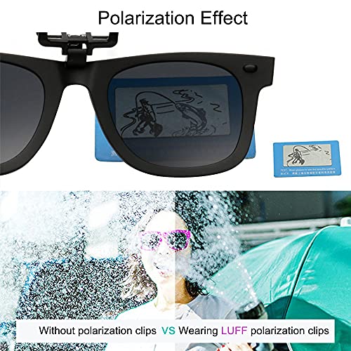 LUFF Gafas de sol polarizadas con clip Unisex-Elegantes y cómodos Clips Gafas de sol miopes para exterior/conducción/pesca (black)