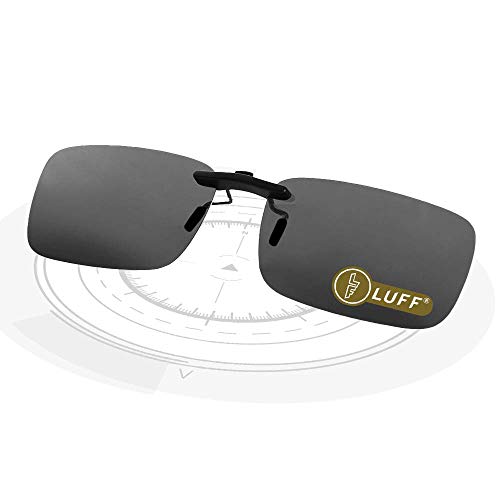 LUFF Polarizado Clip Unisex en Gafas de Sol para Anteojos Recetados-Buen Estilo de Clip Gafas de Sol para la Miopía Gafas al Aire Libre/Conducción/Pescar (Black)