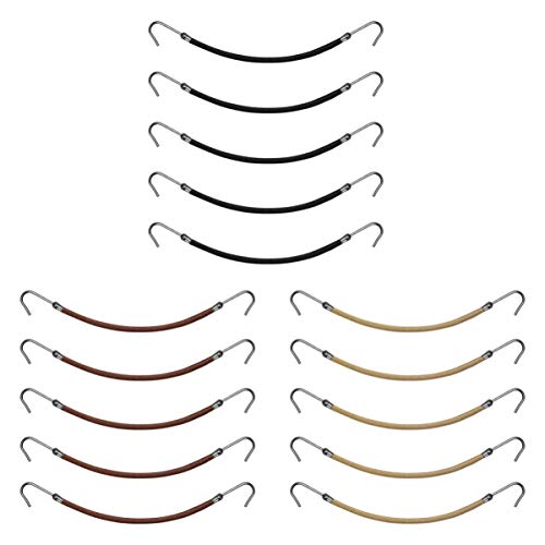 Lurrose 15pcs ganchos de cola de caballo elástico de goma banda de pelo gancho pinza de pelo para un cabello más grueso (negro, marrón, beige)