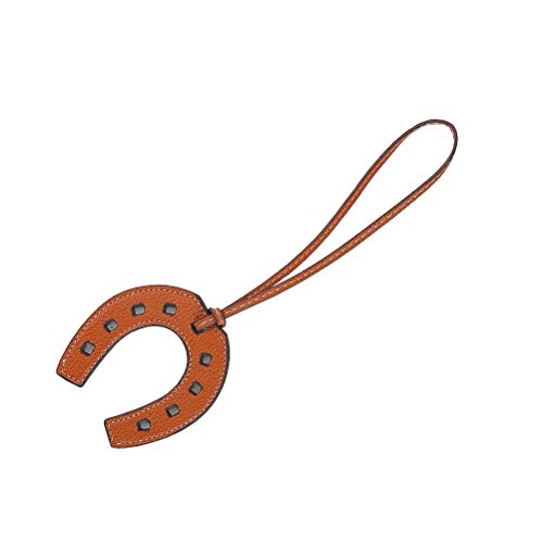Lurrose Colgante de herradura de cuero PU en forma de U creativo bolso colgante llavero de moda decorativo (naranja)