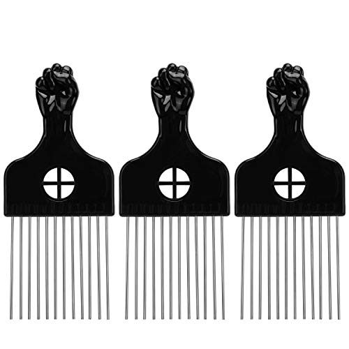 LUTER 3 Piezas Peine Afro Peine de Metal Desenredar Peluca Trenza Herramienta de Peinado Peines Metálicos para Mujeres y Hombres Negro