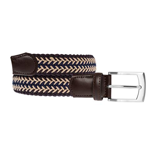 LUUK LIFESTYLE Cinturón trenzado, elástico, de tela con cuero, moderno, auténtico, hombres, regalo