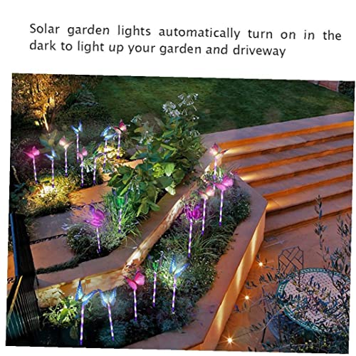 Luz De Jardín Solar Sgarden Luces De Estaca De Fibra Solar Led Led Al Aire Libre Cambio De Multi-Color Impermeable para Patio Patio Césped 3pcs