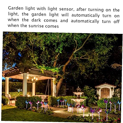 Luz De Jardín Solar Sgarden Luces De Estaca De Fibra Solar Led Led Al Aire Libre Cambio De Multi-Color Impermeable para Patio Patio Césped 3pcs