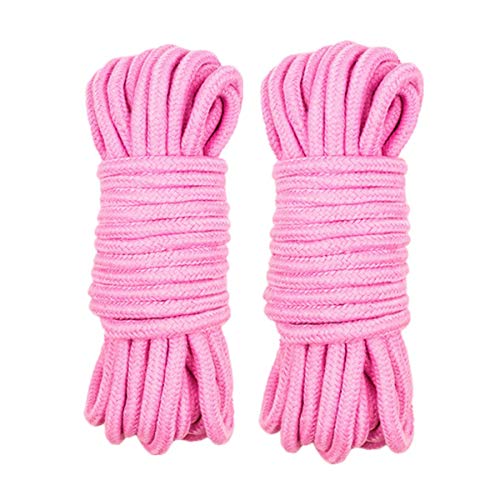 LVE - Cuerda de algodón suave (2 unidades, 10 M/33 Pies, 8 mm, cuerda de algodón suave, cuerda trenzada de algodón grueso (rosa)