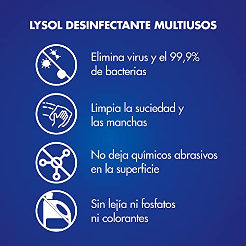Lysol - Spray desinfectante y limpiador multiusos, mata virus y bacterias sin lejía, aroma frescor - pack de 6 x 1 L